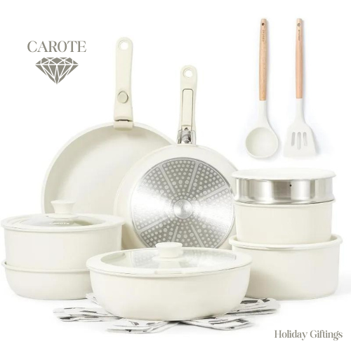 CAROTE Granite Pots and Pans with Removable Handle Set